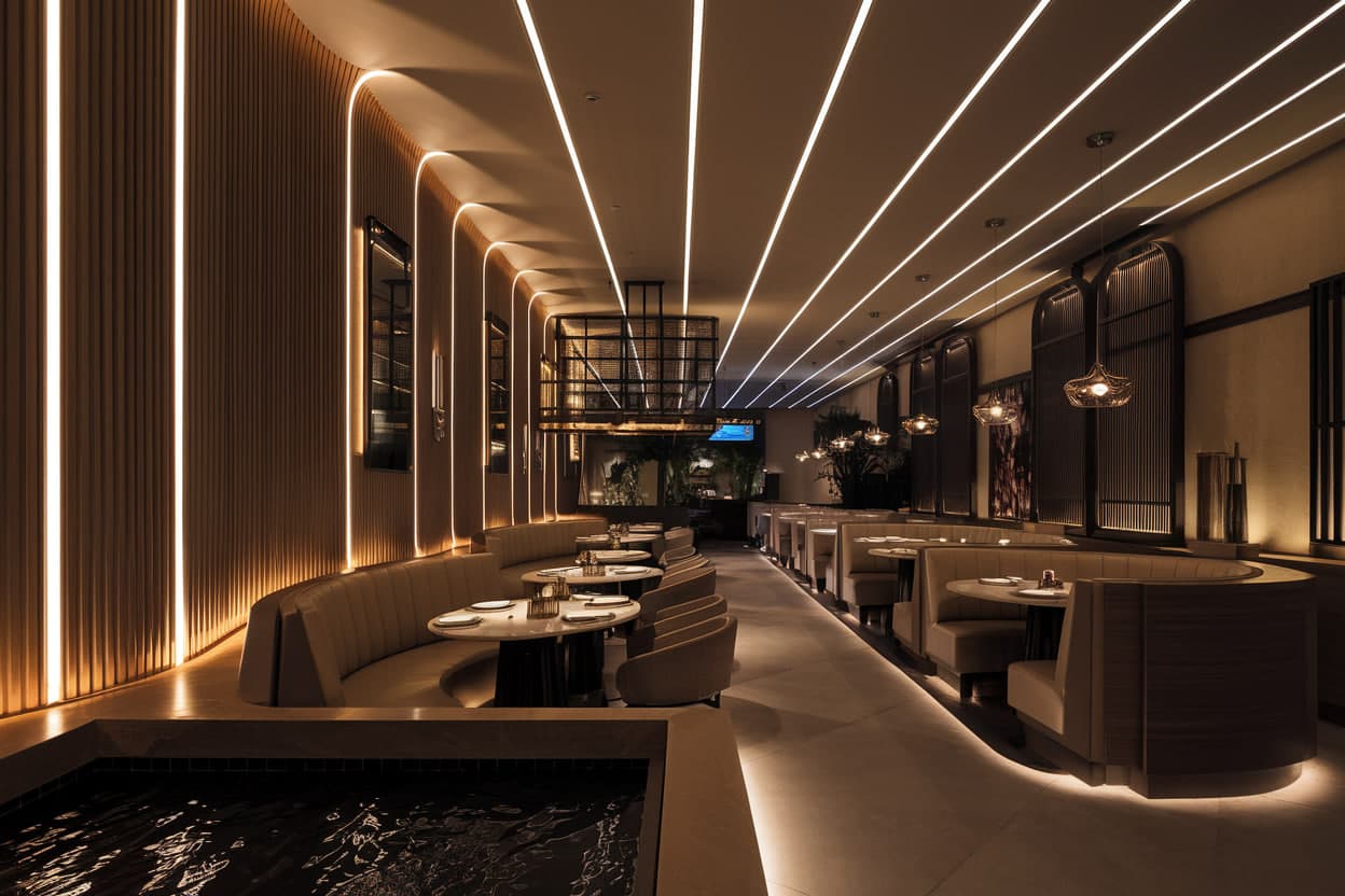Luxury hotel bar with marble counter brass fittings warm lighting — search: luxury hotel bar marble counter brass fittings warm ambient lighting